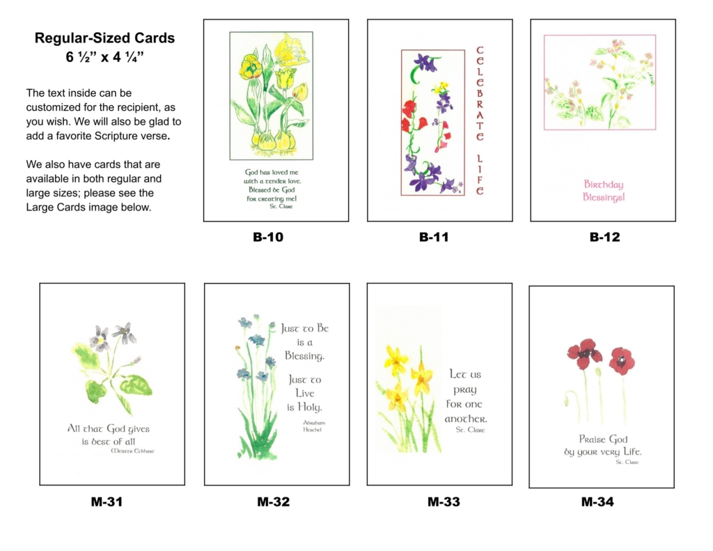 Regular-sized Prayer Cards; 1st selection